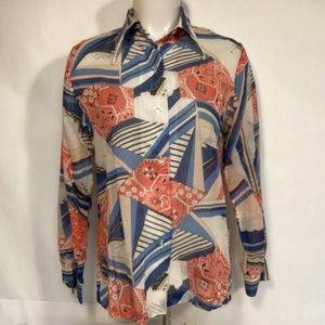 Fire Islander vintage sheer blouse with nautical design Womens size 11/12.